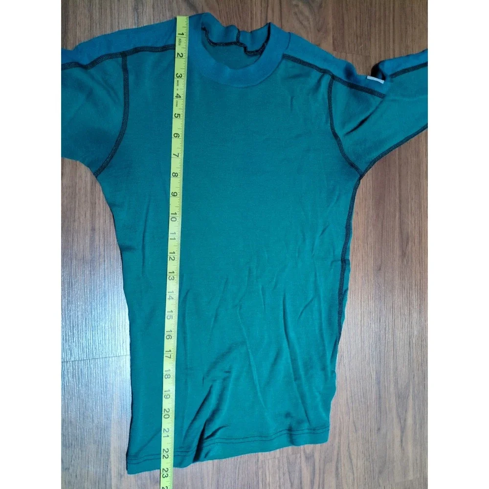 JANUS Norway Merino Wool Base Layer Top Youth Size 14 or Womens XS/S Green Blue
